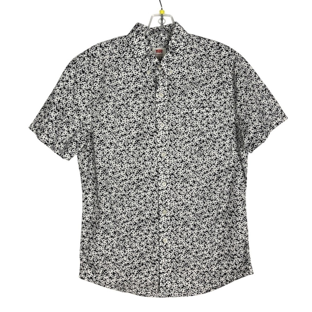 Levi's Short Sleeve Button Shirt Men's Size S Black & White Floral Cotton